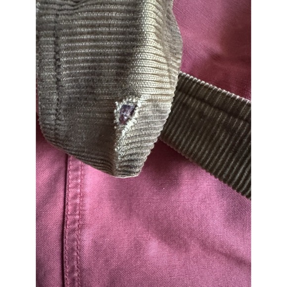 LL Bean Women Red Faded Chore Barn Work Jacket Coat Corduroy Collar Large Petite - Picture 8 of 8